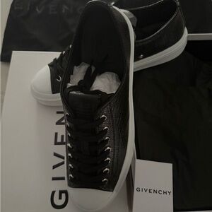 Givenchy Men's Black Leather Sneakers with White Soles